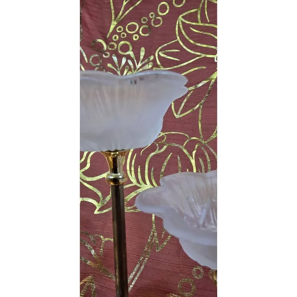 Petunia Floral Gold Taper Candle Holder